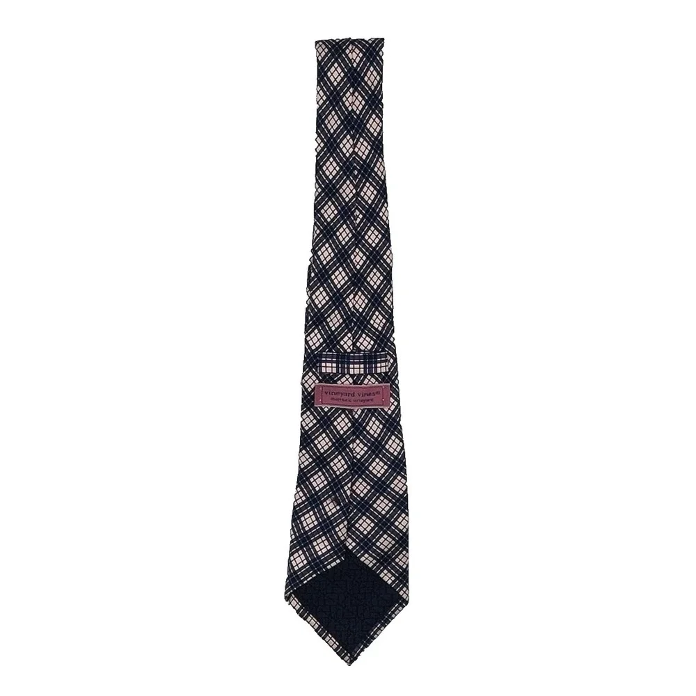 Vineyard Vines Preppy Plaid Shep and Ian 100% Silk Heritage Tie Red‎ White Blue